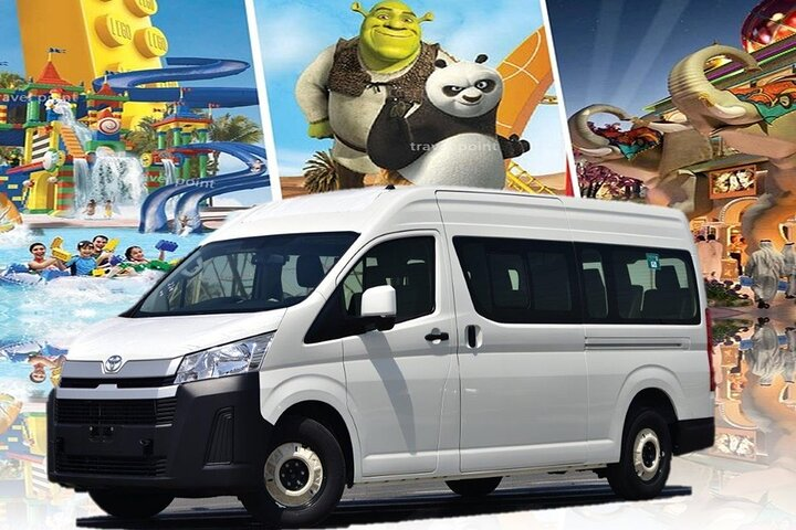Effortlessly travel between Dubai's stunning parks enjoying a smooth ride in a comfortable coach. Ideal for families seeking fun at attractions like Legoland and Motiongate.